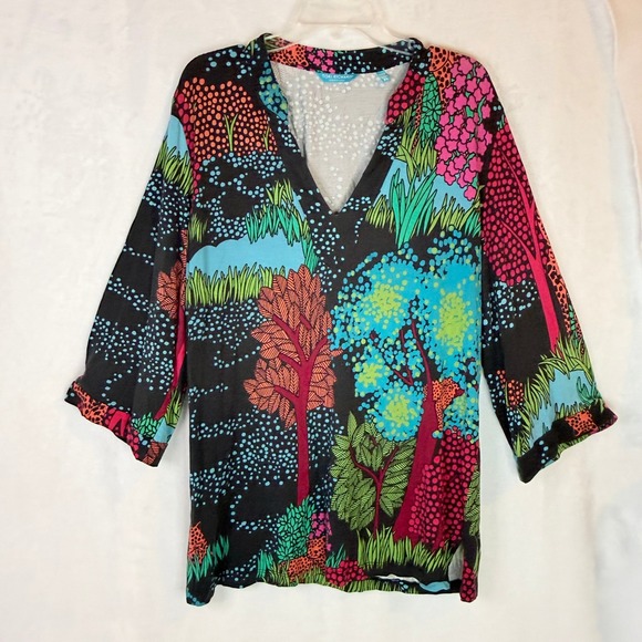 Tori Richard Tops - Tori Richard Honolulu XL Tropical Floral Modal Stretch V-Neck Hawaii Tunic Top